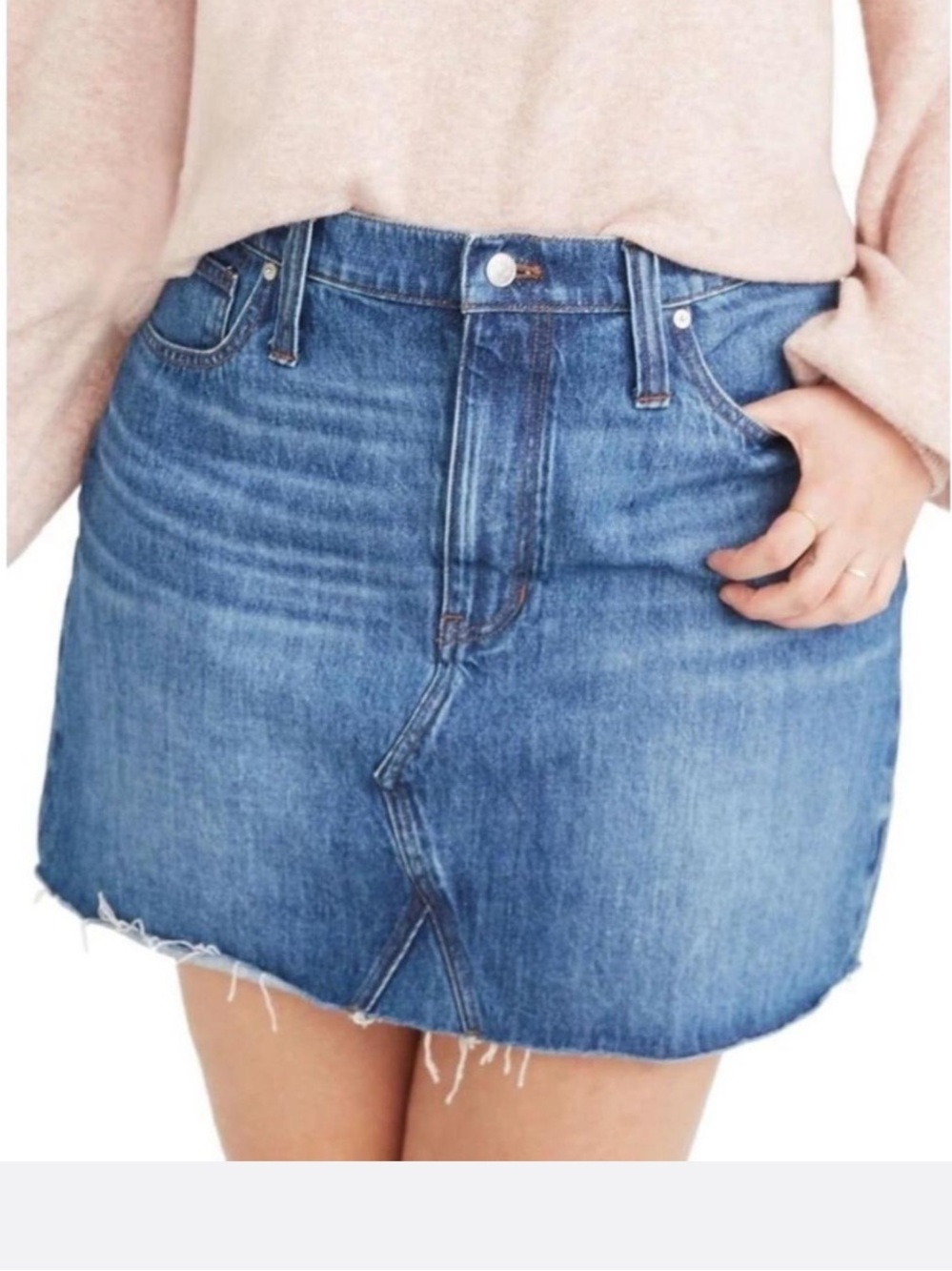 $25 Bundled💥 Madewell Blue Denim Jean Raw Hem Skirt Sz 29 Bin C